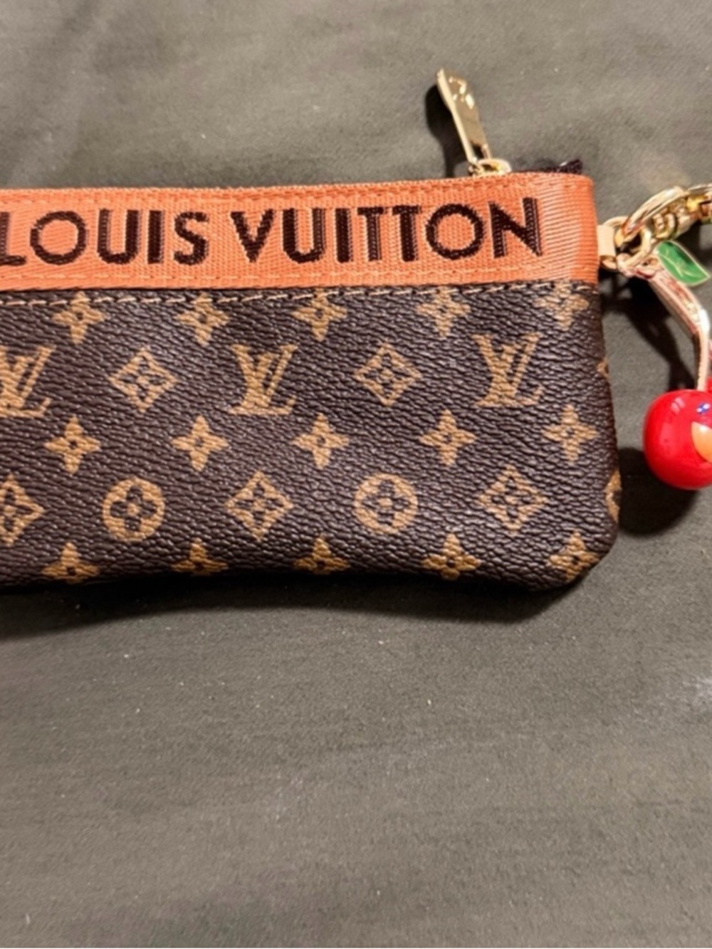 Louis Vuitton Brown Monogram Canvas Key Pouch with Orange Trim